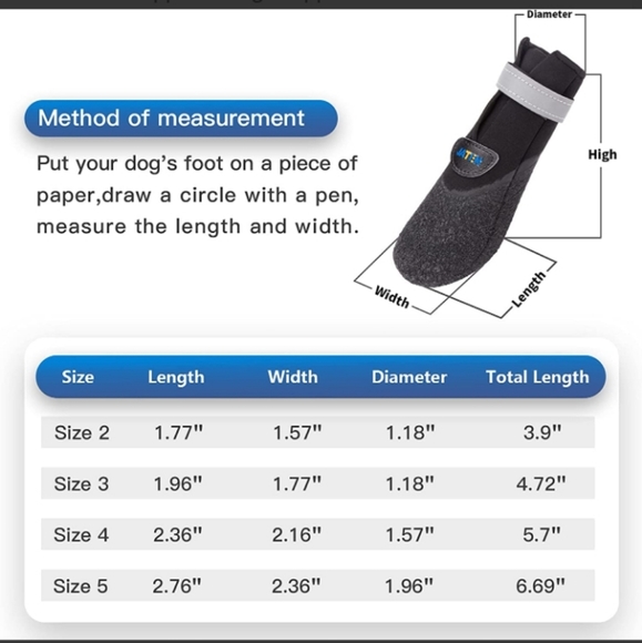 JATEN Dog Shoes with Waterproof Anti-Slip Soft Soles Grip Booties Size 2 - Picture 7 of 9